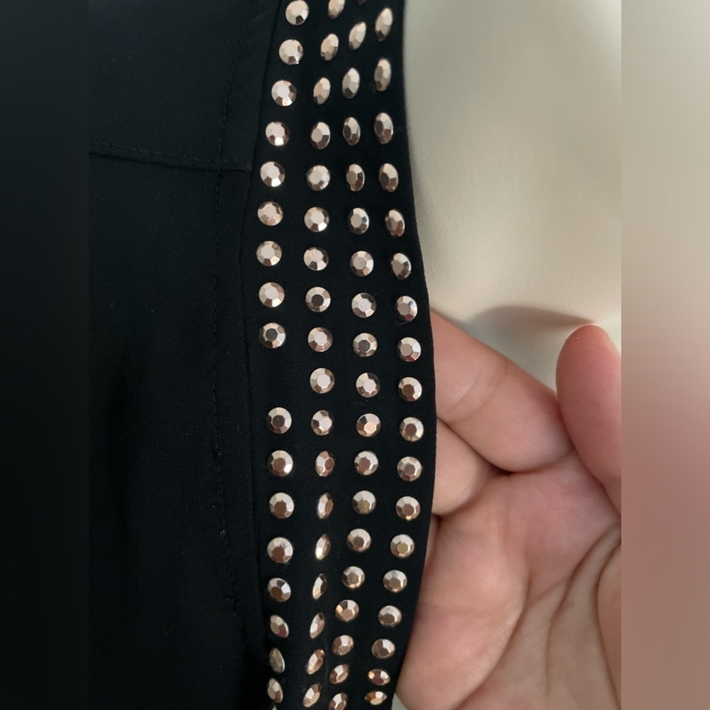 Twik Black Studded Long Sleeve Blouse Size PS with Extra Gold and Black Buttons - Picture 12 of 13